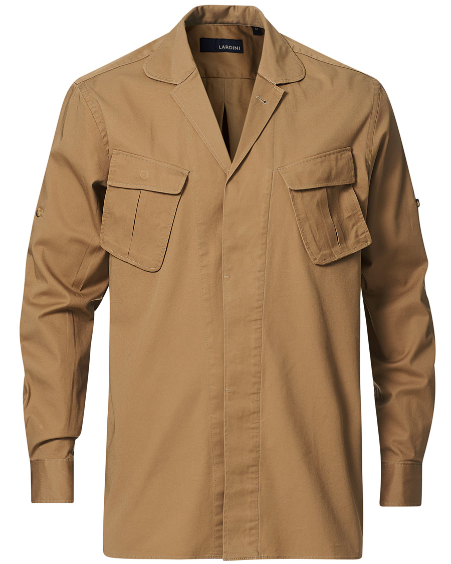Herre | Skjorter | Lardini | Cotton Safari Pocket Overshirt Sand