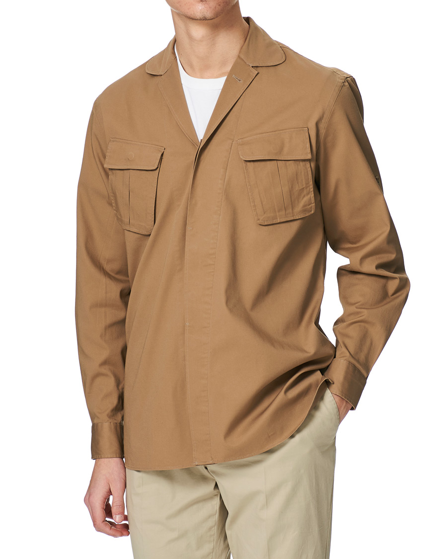 Herre | Skjorter | Lardini | Cotton Safari Pocket Overshirt Sand