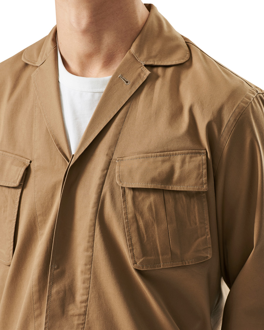 Herre | Skjorter | Lardini | Cotton Safari Pocket Overshirt Sand