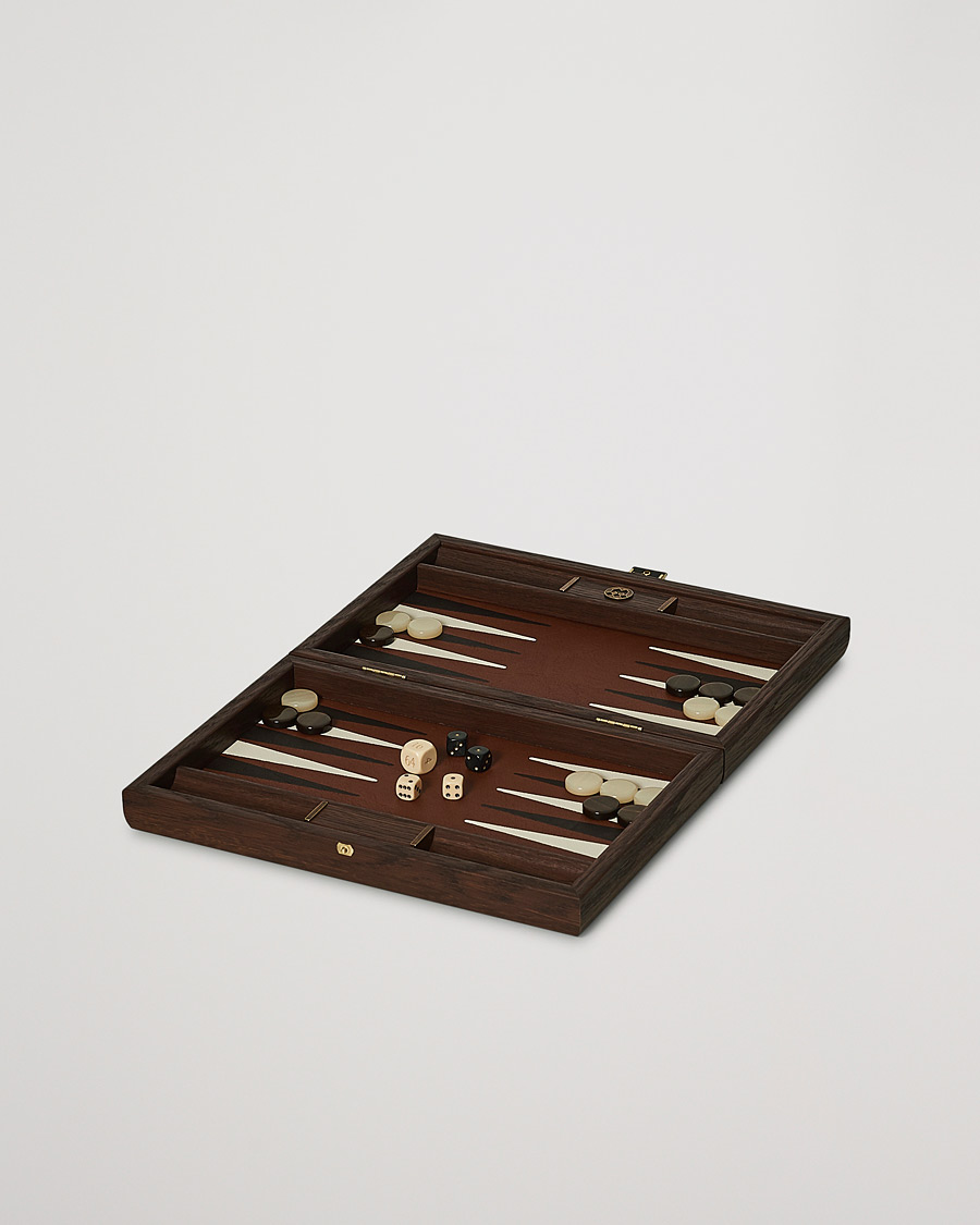 Herre | Spil & fritid | Manopoulos | Small Leatherette Backgammon Set Caramel Brown