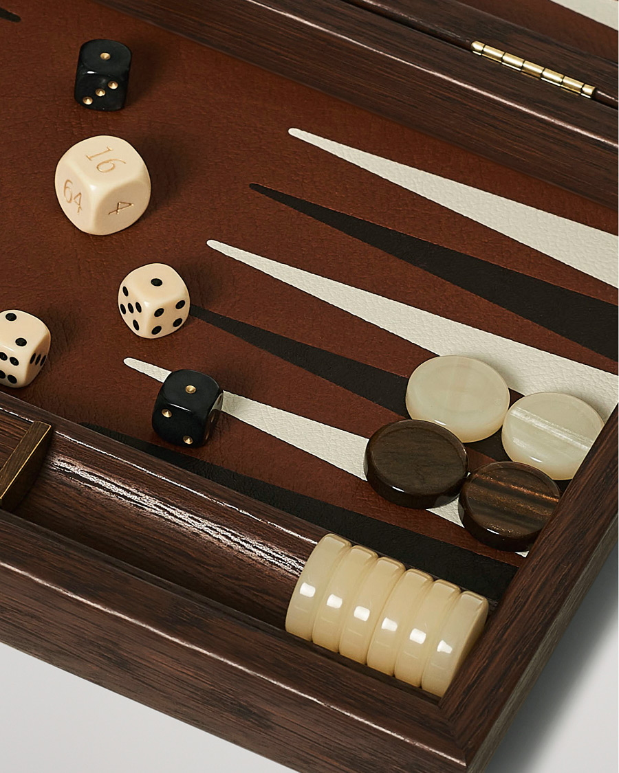 Herre | Spil & fritid | Manopoulos | Small Leatherette Backgammon Set Caramel Brown