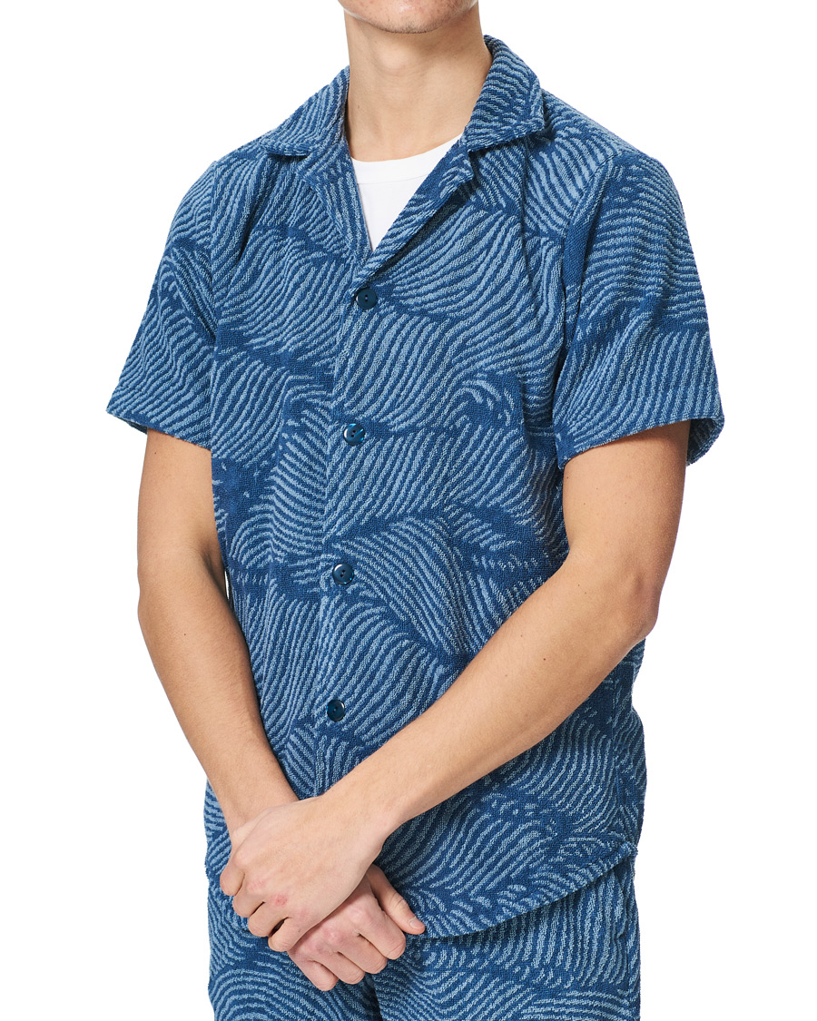 Herre | Skjorter | OAS | Wavy Terry Short Sleeve Shirt Blue