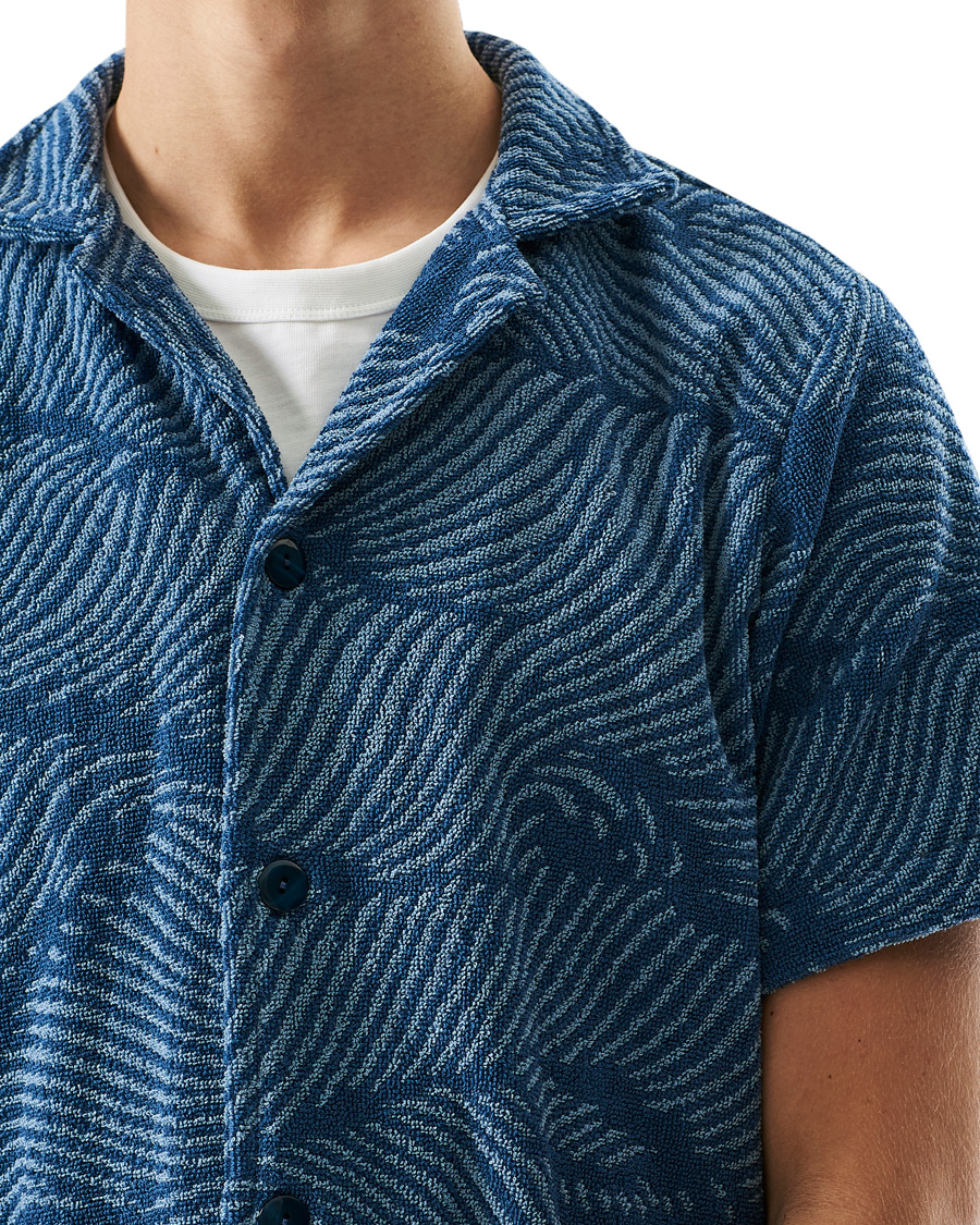 Herre | Skjorter | OAS | Wavy Terry Short Sleeve Shirt Blue