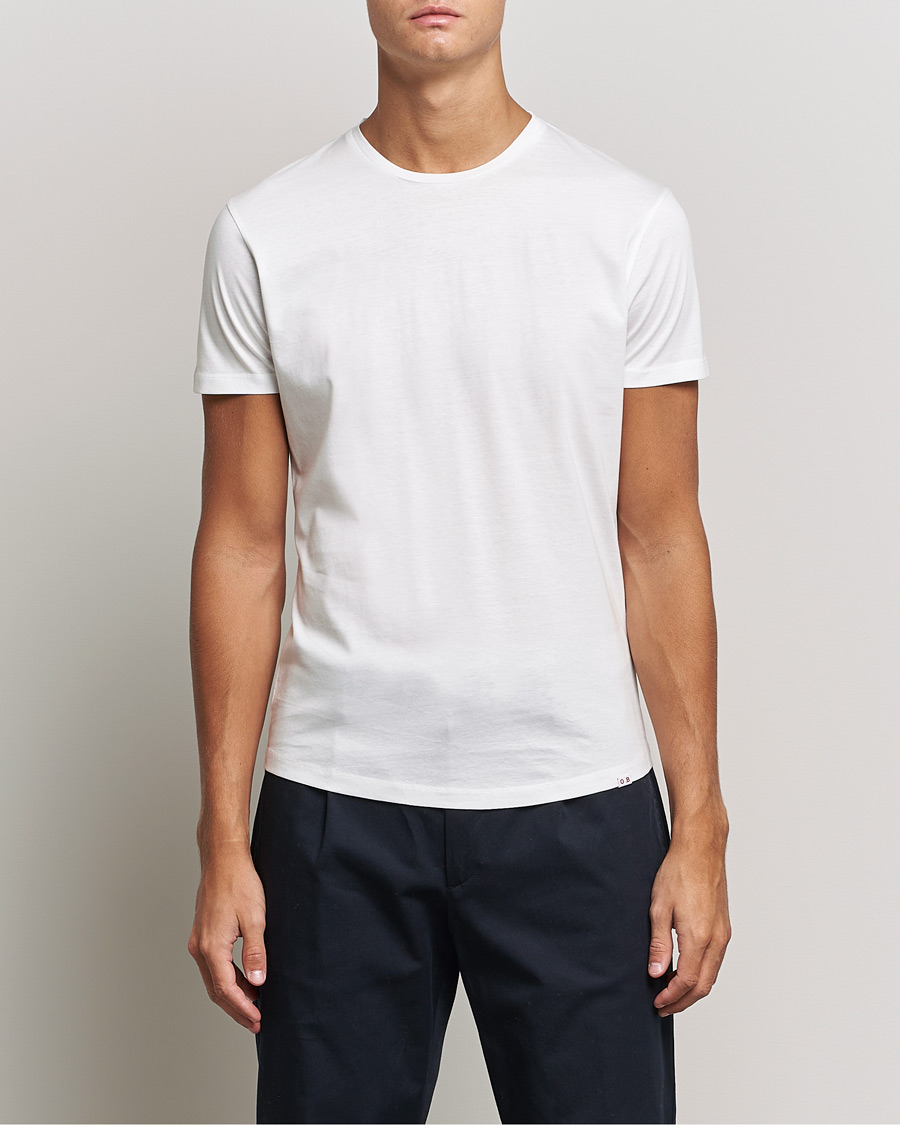 Herre | Kortærmede t-shirts | Orlebar Brown | OB Crew Neck Mercerised Cotton Tee White