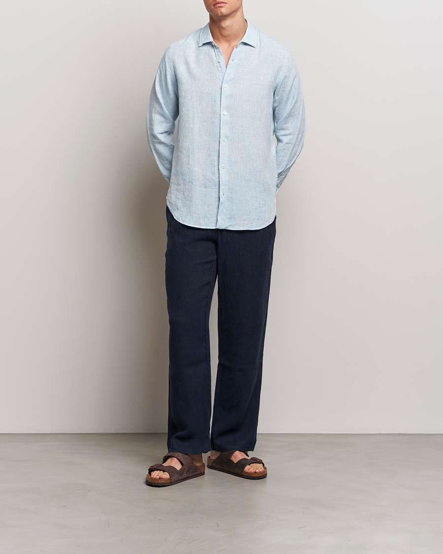 Herre | Skjorter | Orlebar Brown | Giles Linen CLS Shirt Pale Blue/White