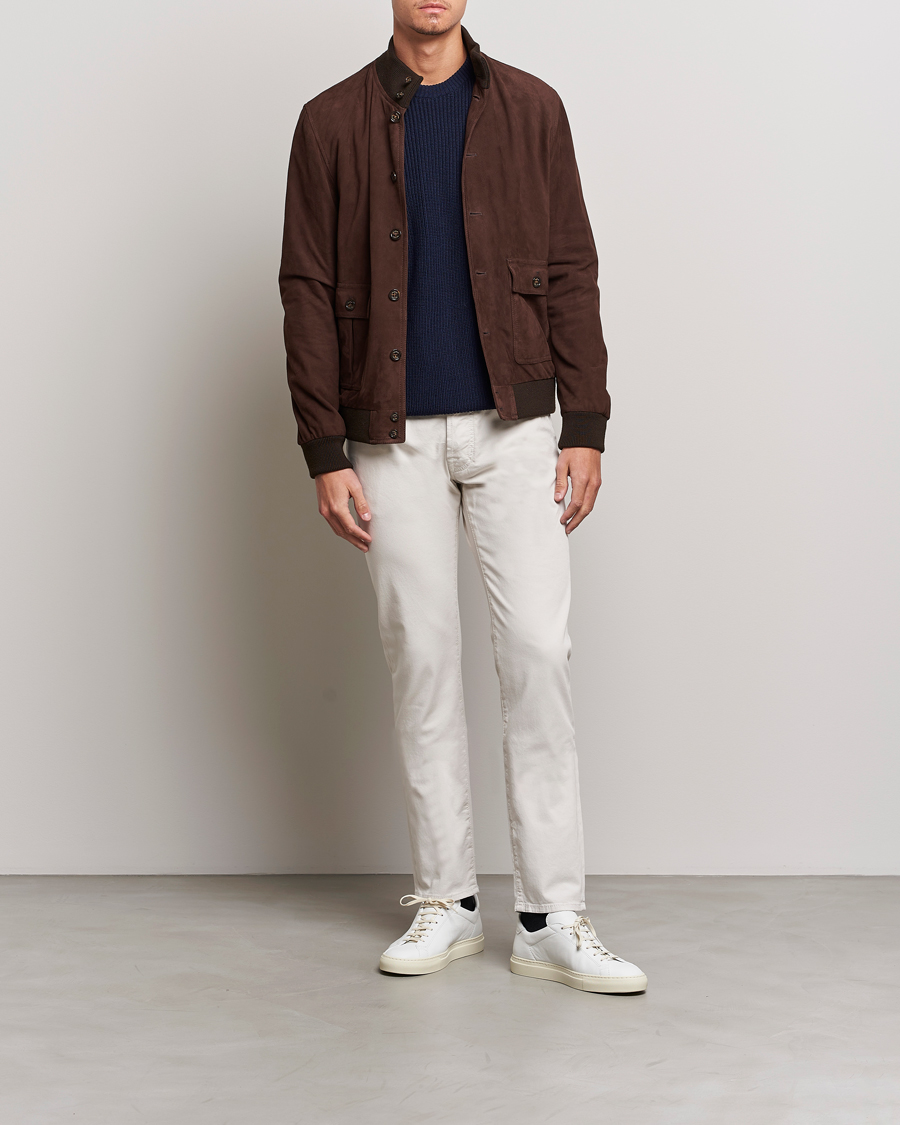 Herre | Bukser | Jacob Cohën | Bard Garment Dyed Gabardine Trousers Beige