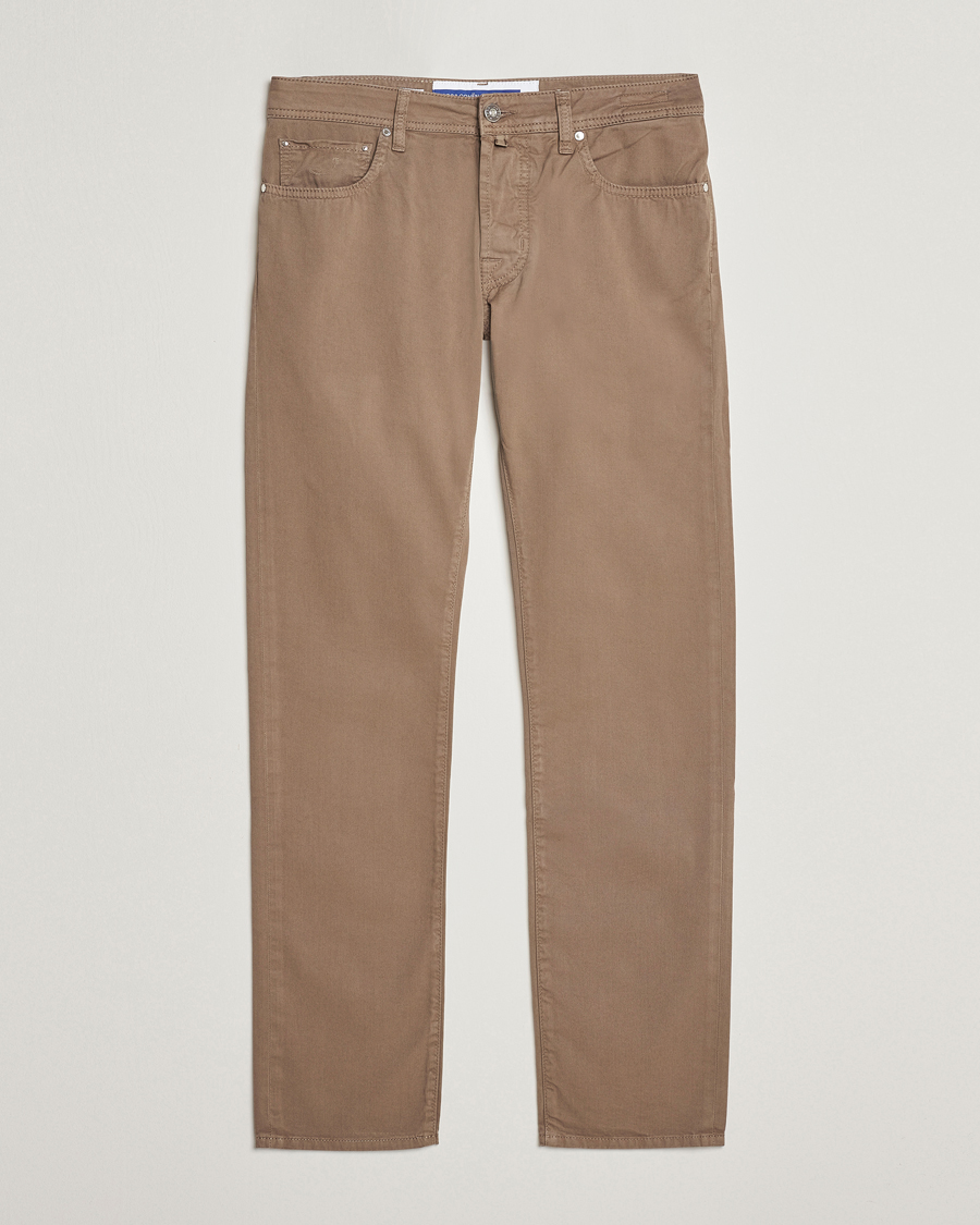 Herre |  | Jacob Cohën | Bard Garment Dyed Gabardine Trousers Khaki