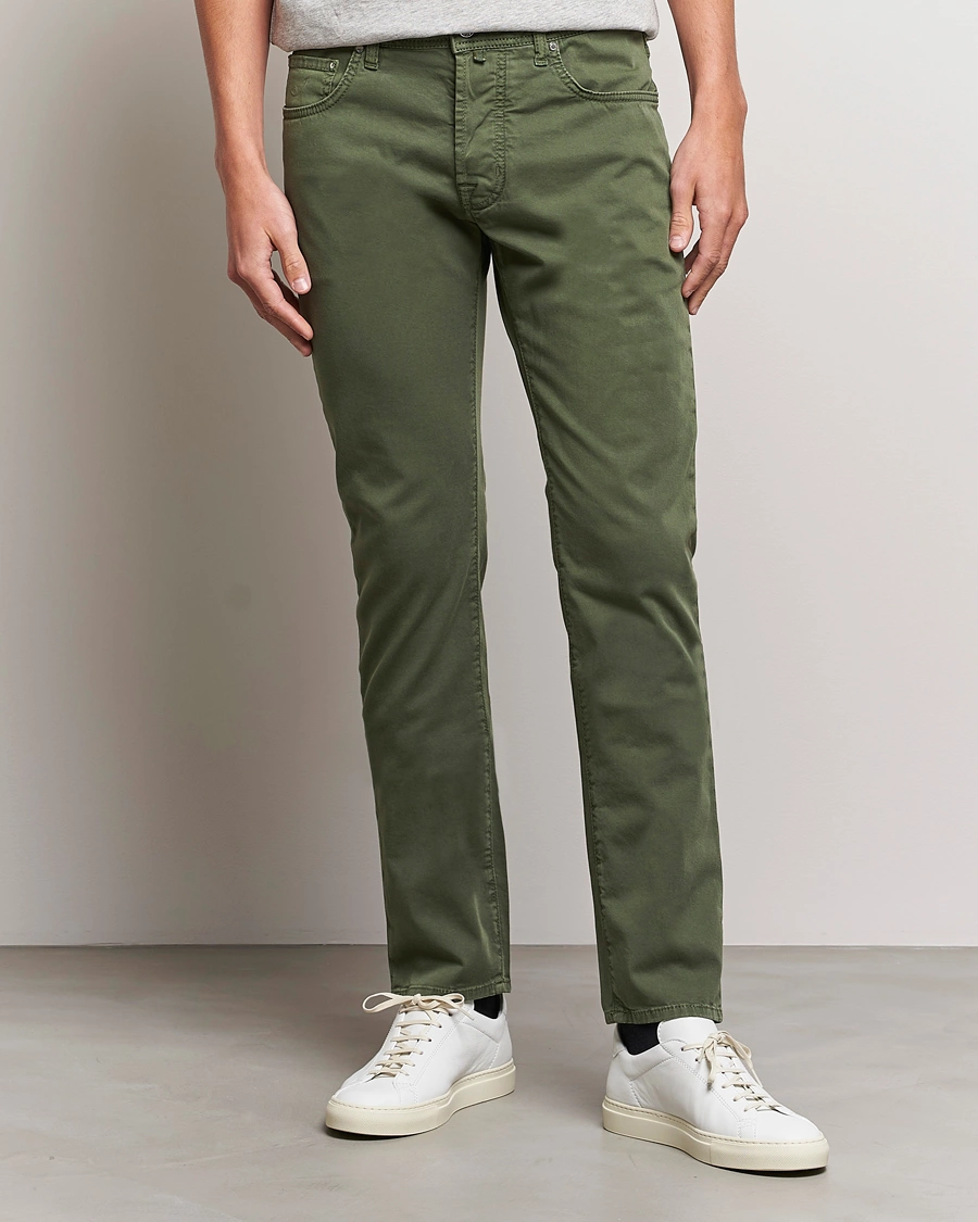 Herre | 5-pocket bukser | Jacob Cohën | Bard Garment Dyed Gabardine Trousers Green