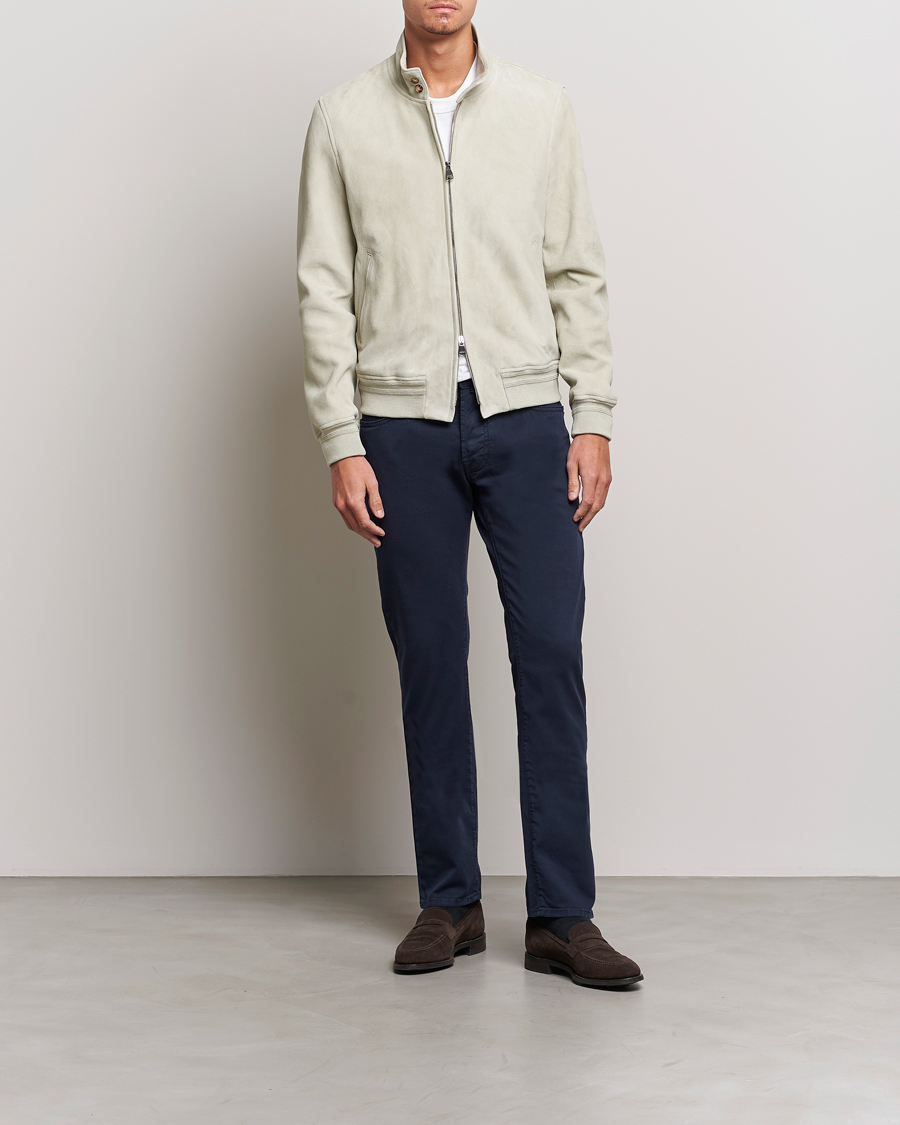 Herre | Bukser | Jacob Cohën | Bard Garment Dyed Gabardine Trousers Navy