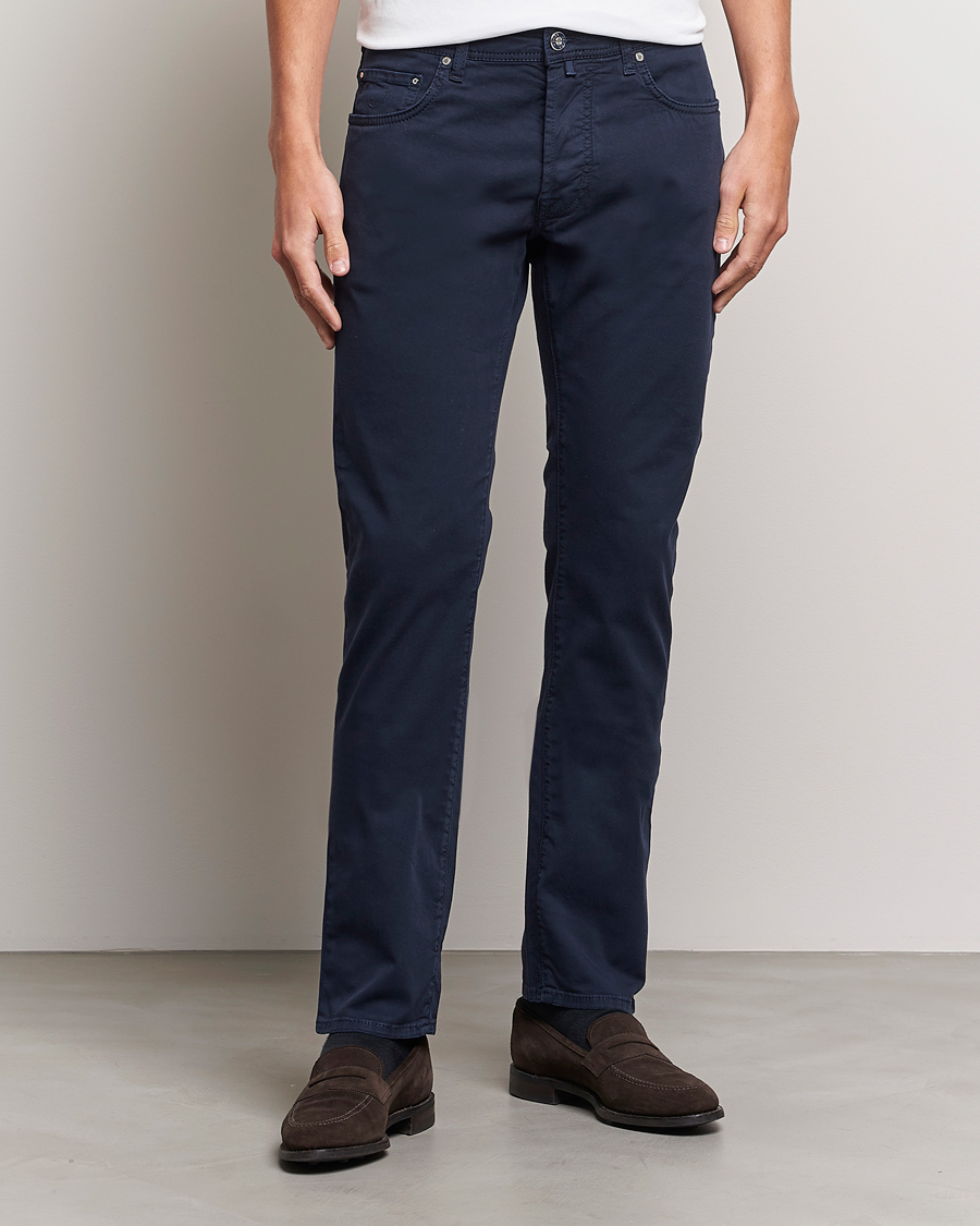 Herr | Italian Department | Jacob Cohën | Bard Garment Dyed Gabardine Trousers Navy