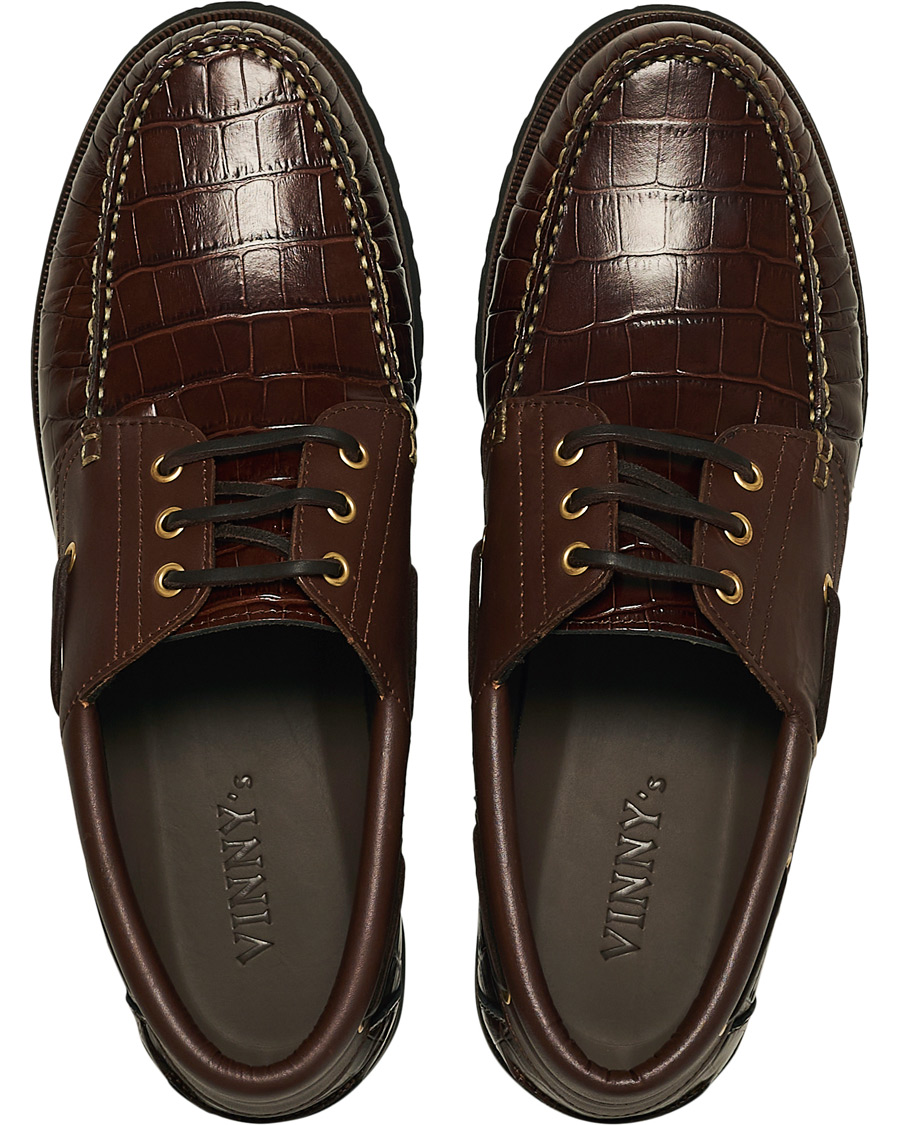 Herre | VINNY's Aztec Boat Shoe Brown Croc | VINNY's | Aztec Boat Shoe Brown Croc