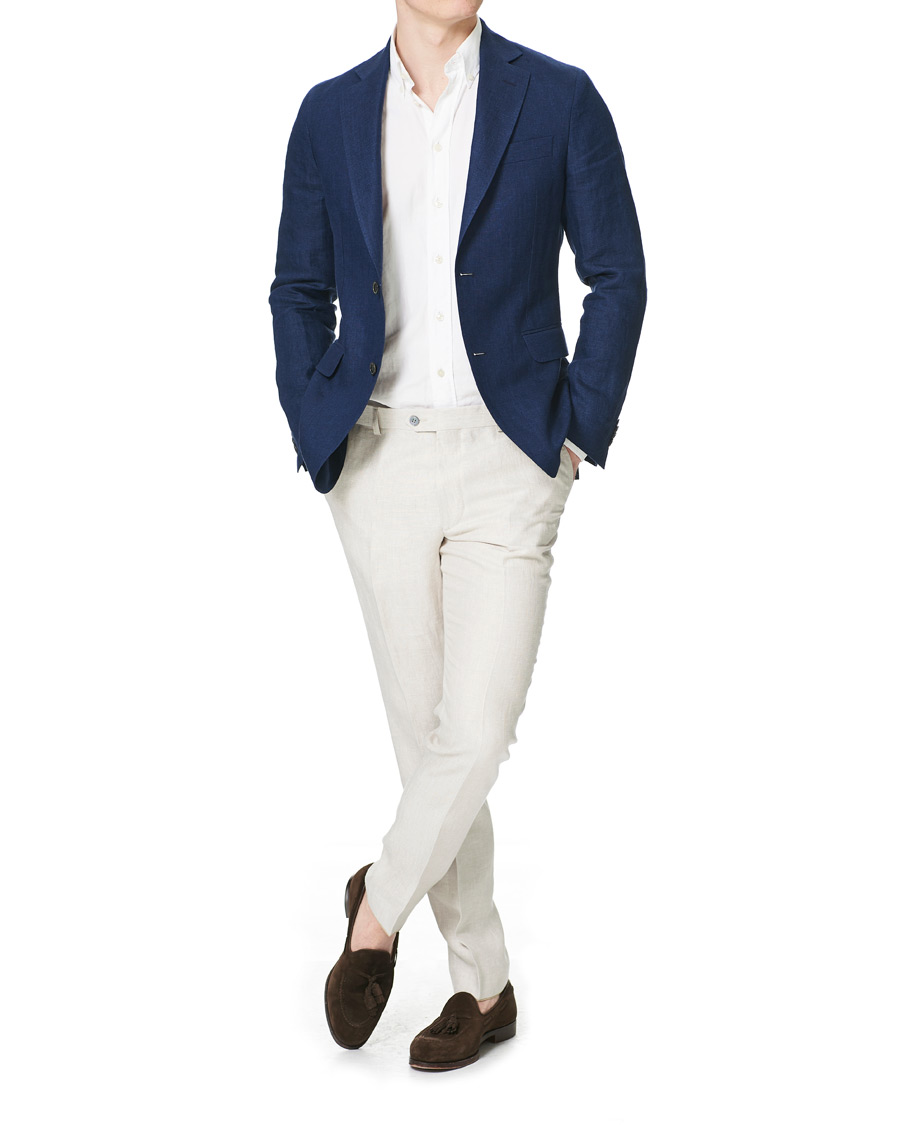 Herre | Bukser | Oscar Jacobson | Denz Linen Trousers Off White