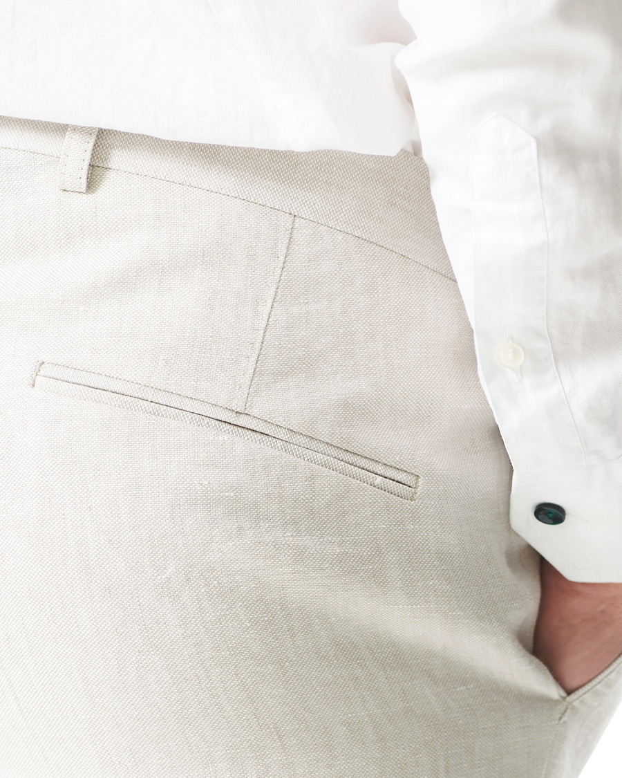 Herre | Bukser | Oscar Jacobson | Denz Linen Trousers Off White