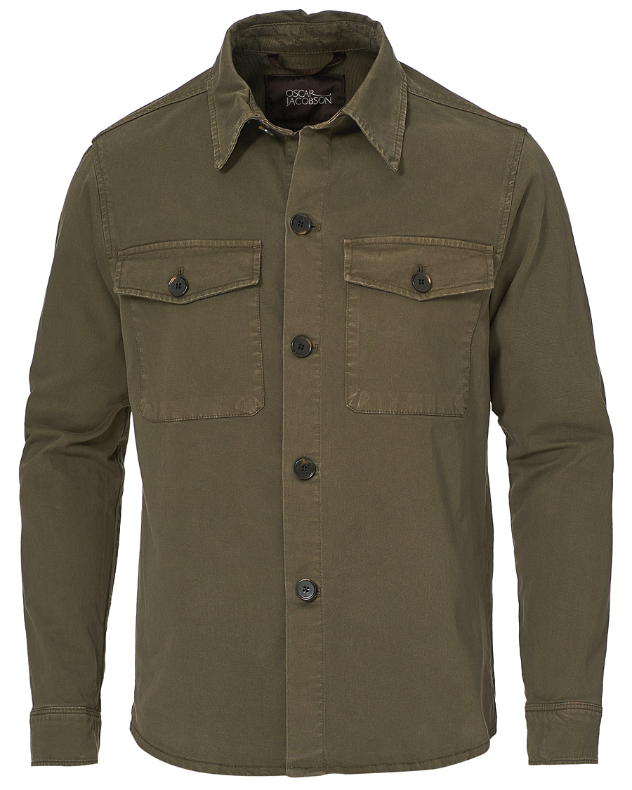 Herre | Skjorter | Oscar Jacobson | Milron Cotton Overshirt Olive