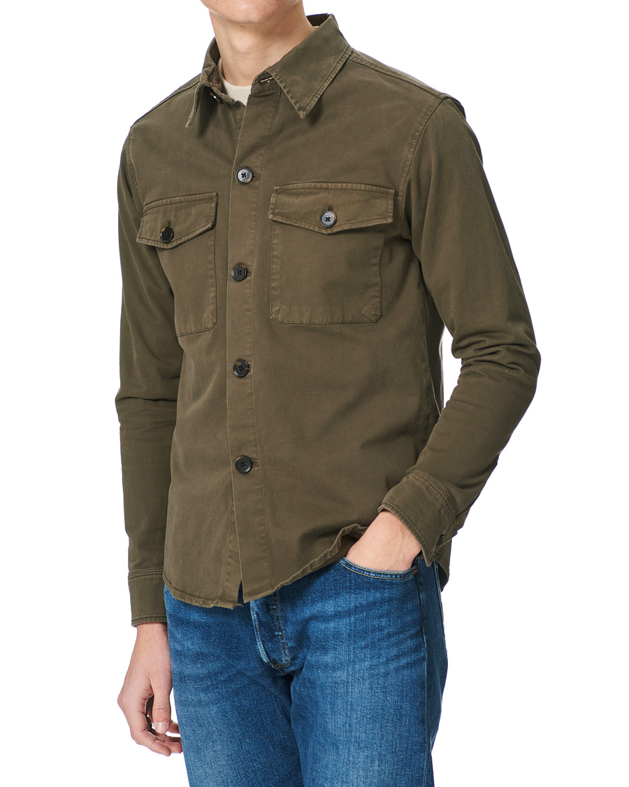 Herre | Skjorter | Oscar Jacobson | Milron Cotton Overshirt Olive