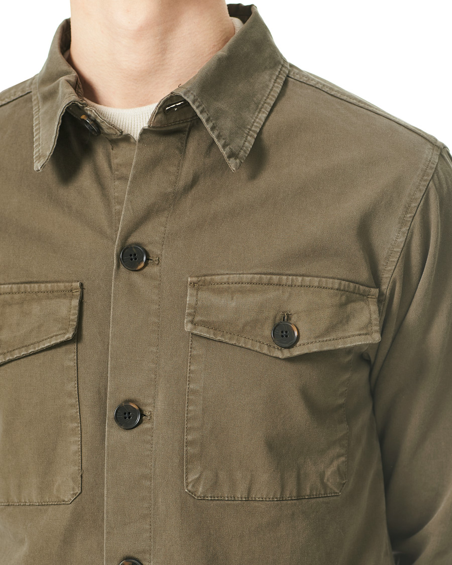 Herre | Skjorter | Oscar Jacobson | Milron Cotton Overshirt Olive