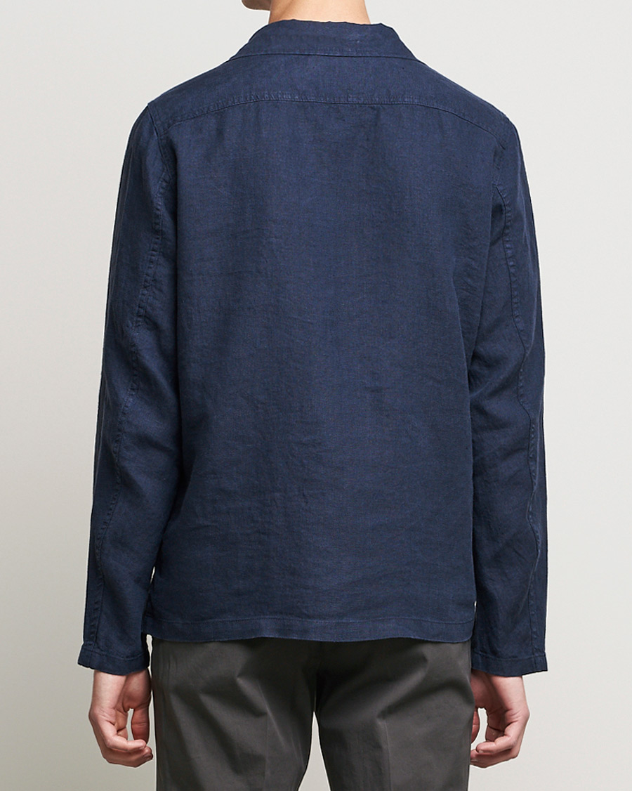 Herre | Skjorter | Oscar Jacobson | Holger Linnen Overshirt Navy