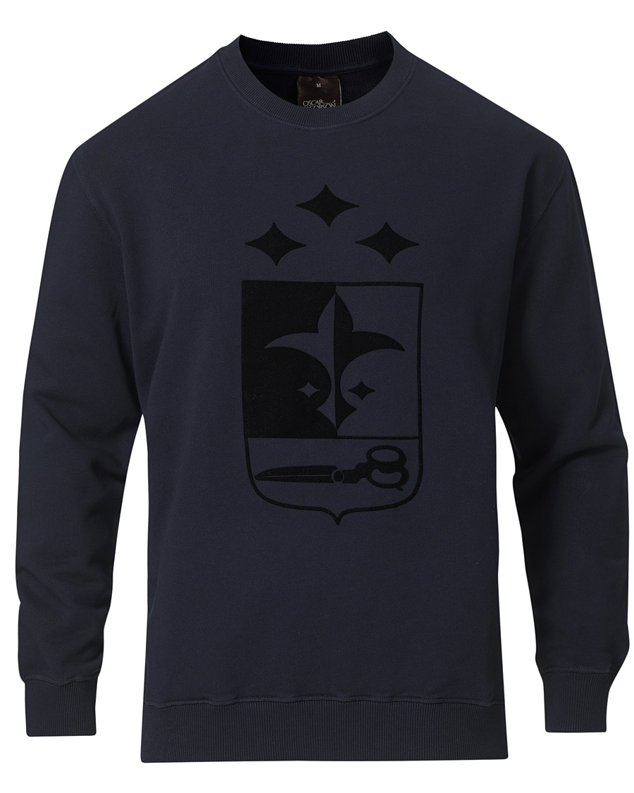 Herre | Trøjer | Oscar Jacobson | Large Shield Cotton Sweatshirt Blue