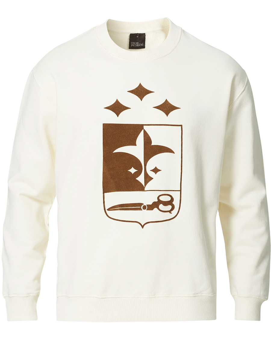 Herre | Trøjer | Oscar Jacobson | Large Shield Cotton Sweatshirt Vanilla White