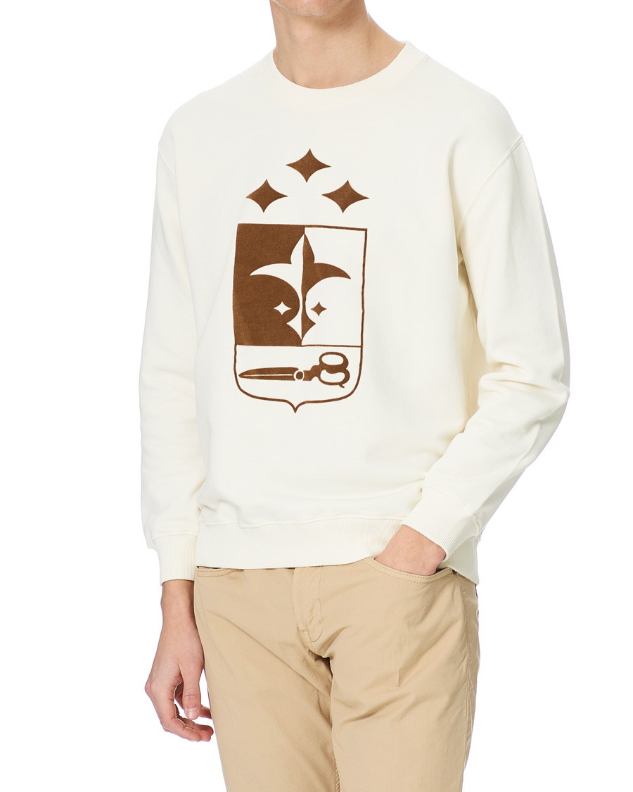 Herre | Trøjer | Oscar Jacobson | Large Shield Cotton Sweatshirt Vanilla White