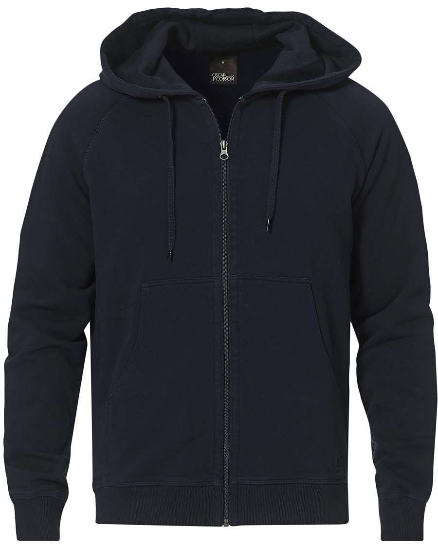 Herre | Trøjer | Oscar Jacobson | Olof Full Zip Cotton Hood Navy