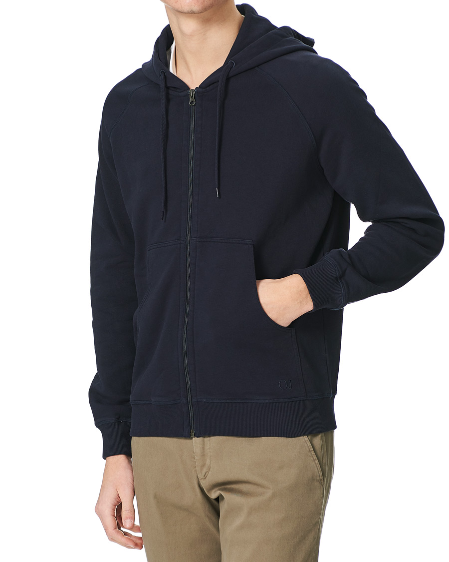 Herre | Trøjer | Oscar Jacobson | Olof Full Zip Cotton Hood Navy