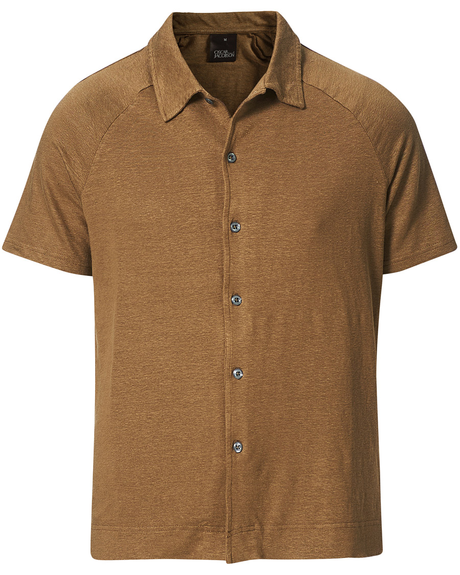 Herre | Polotrøjer | Oscar Jacobson | Albin Short Sleeve Linen Polo Brown
