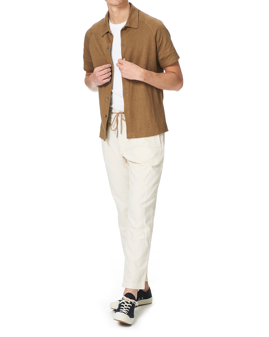 Herre | Polotrøjer | Oscar Jacobson | Albin Short Sleeve Linen Polo Brown