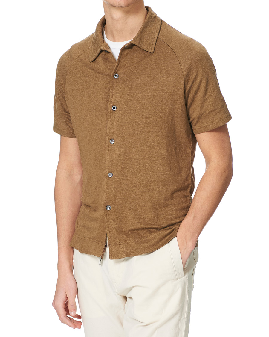 Herre | Polotrøjer | Oscar Jacobson | Albin Short Sleeve Linen Polo Brown