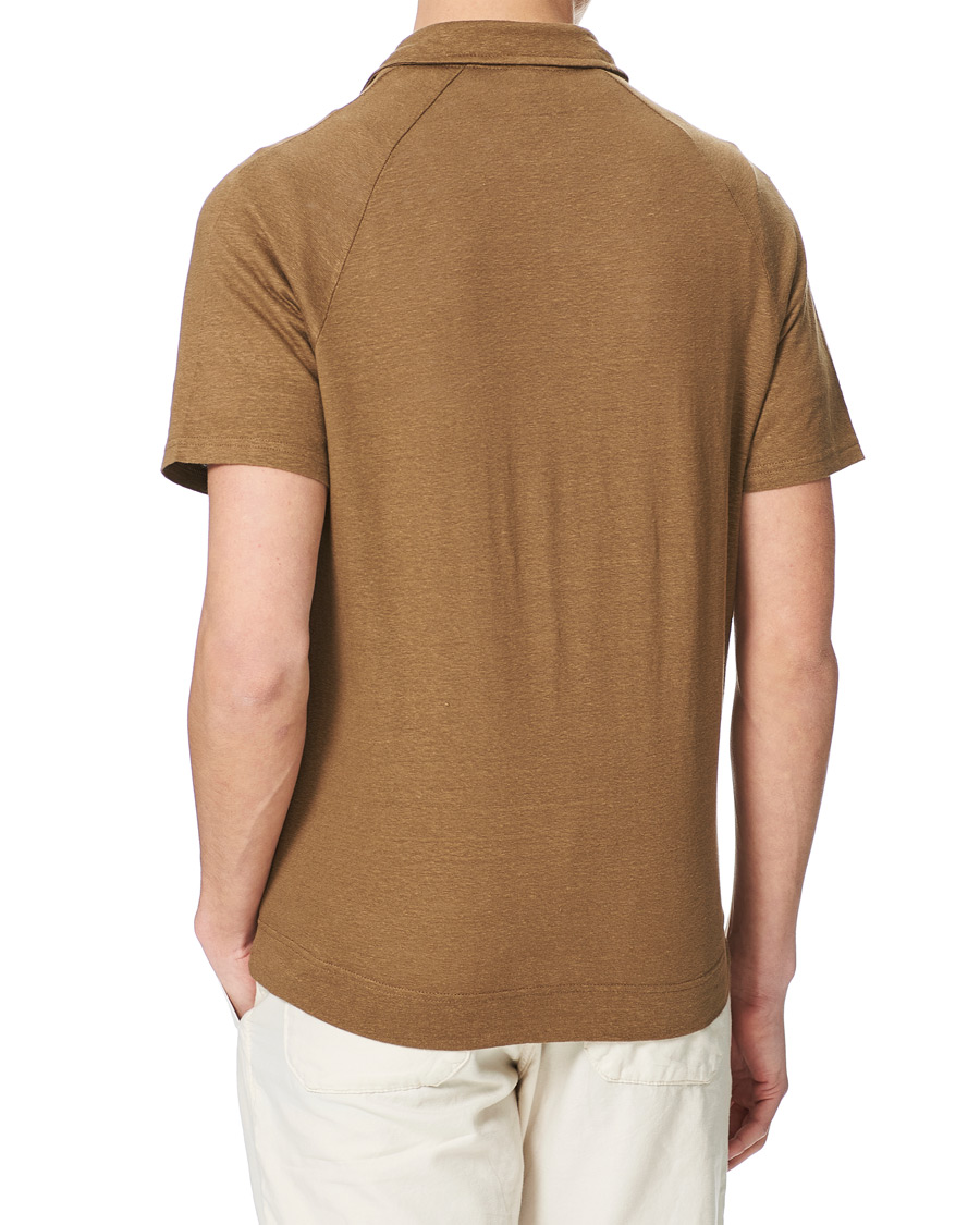 Herre | Polotrøjer | Oscar Jacobson | Albin Short Sleeve Linen Polo Brown