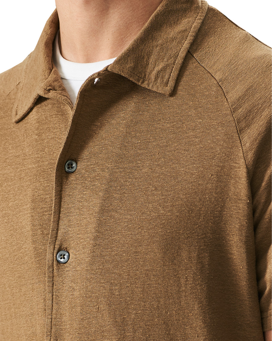Herre | Polotrøjer | Oscar Jacobson | Albin Short Sleeve Linen Polo Brown