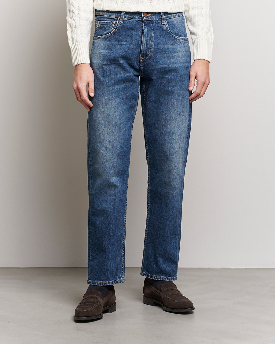 Herre | Jeans | Oscar Jacobson | Johan Straight Fit Cotton Stretch Jeans Vintage Wash