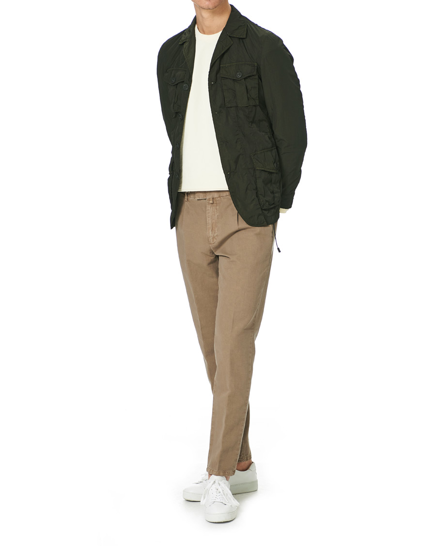 Herre | Bukser | Briglia 1949 | Easy Fit Pleated Linen Trousers Taupe