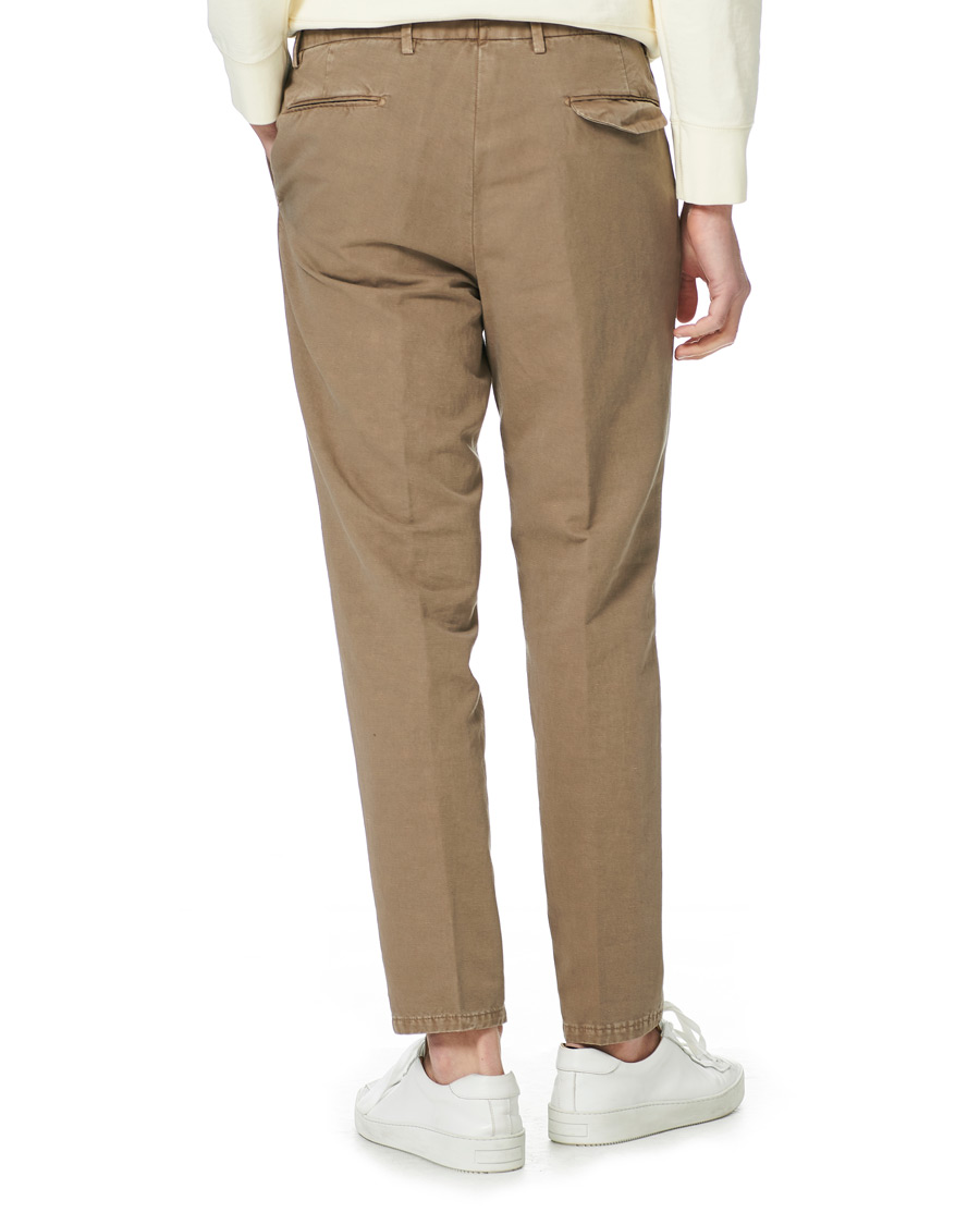 Herre | Bukser | Briglia 1949 | Easy Fit Pleated Linen Trousers Taupe