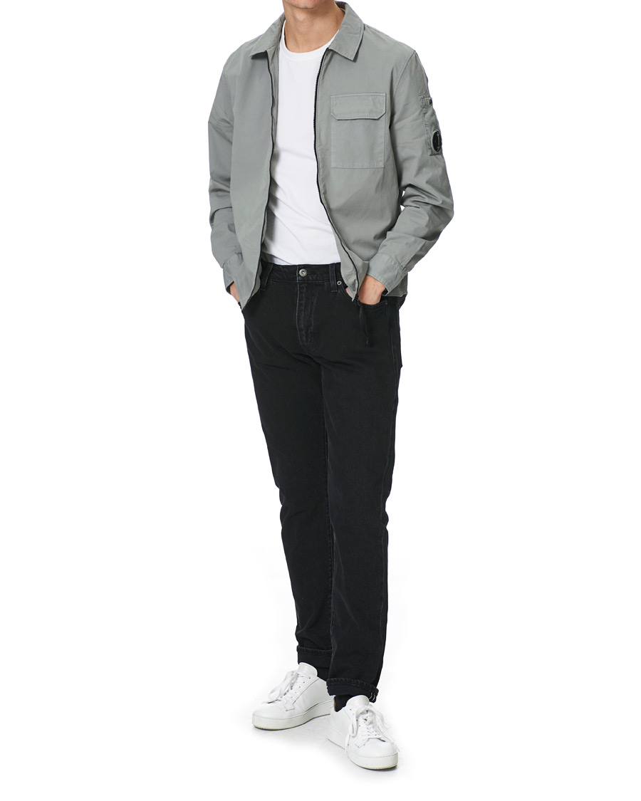 Herre | Skjorter | C.P. Company | Garment Dyed Gabardine Zip Shirt Jacket Light Grey