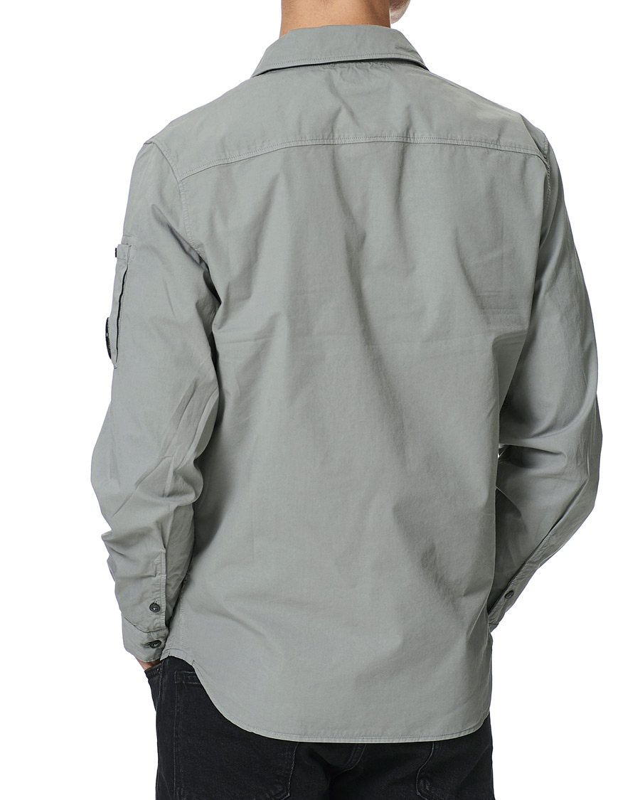 Herre | Skjorter | C.P. Company | Garment Dyed Gabardine Zip Shirt Jacket Light Grey