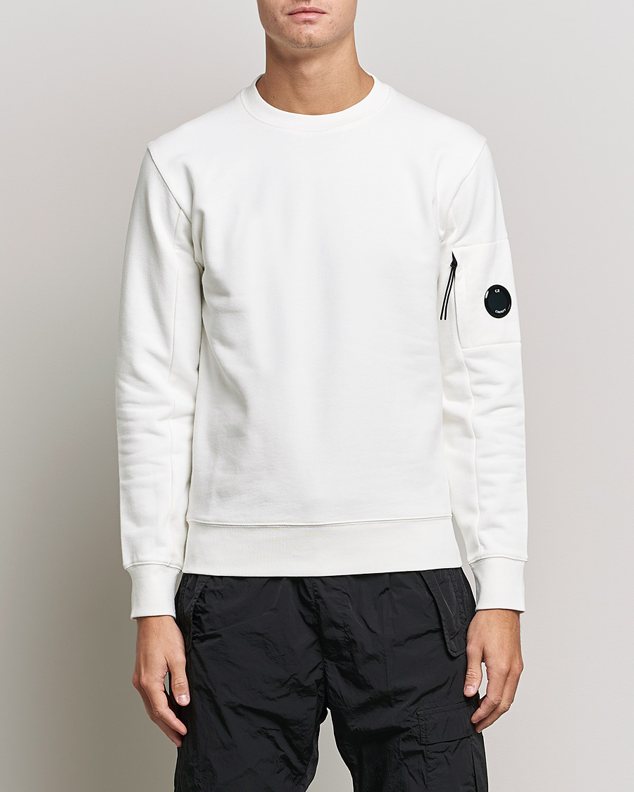 Herre | Trøjer | C.P. Company | Diagonal Raised Fleece Lens Sweatshirt White