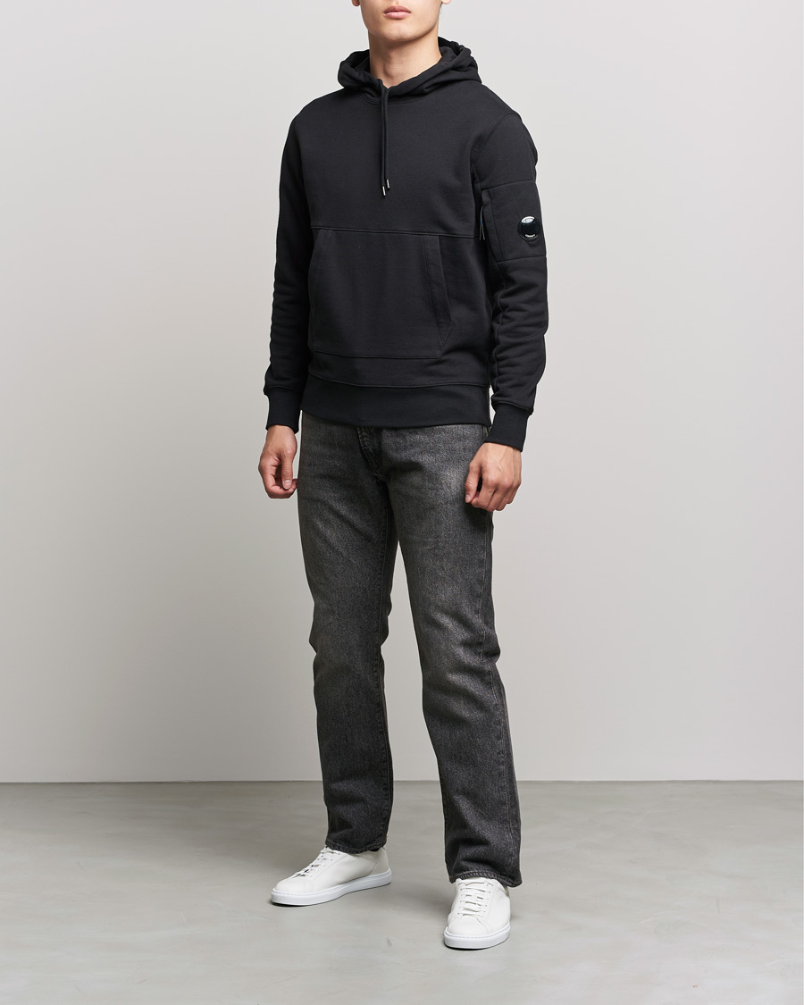 Herre | Trøjer | C.P. Company | Diagonal Raised Fleece Hooded Lens Sweatshirt Black