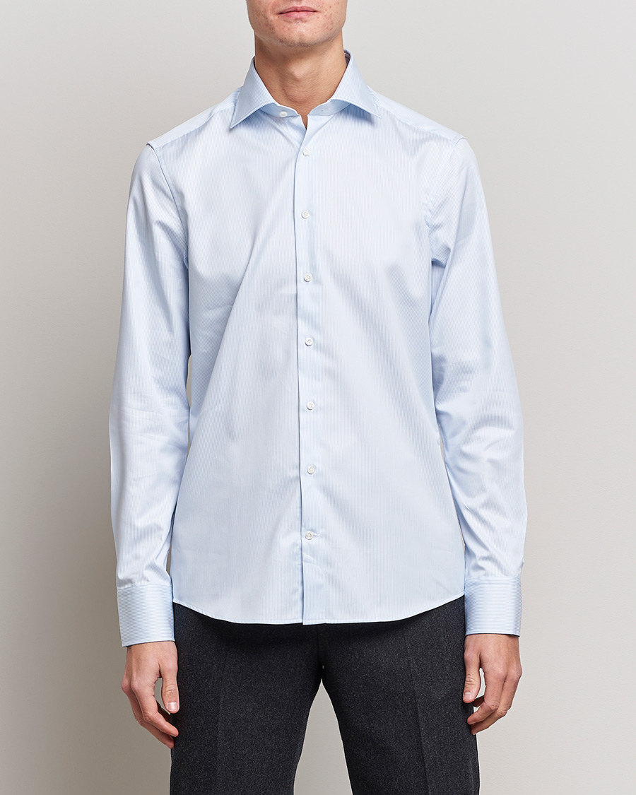 Herre | Skjorter | Stenströms | Slimline Thin Stripe Shirt White/Blue