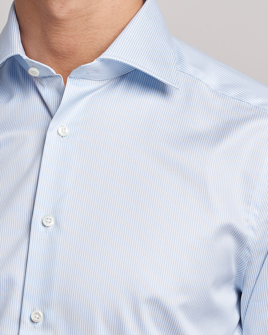 Herre | Skjorter | Stenströms | Slimline Thin Stripe Shirt White/Blue