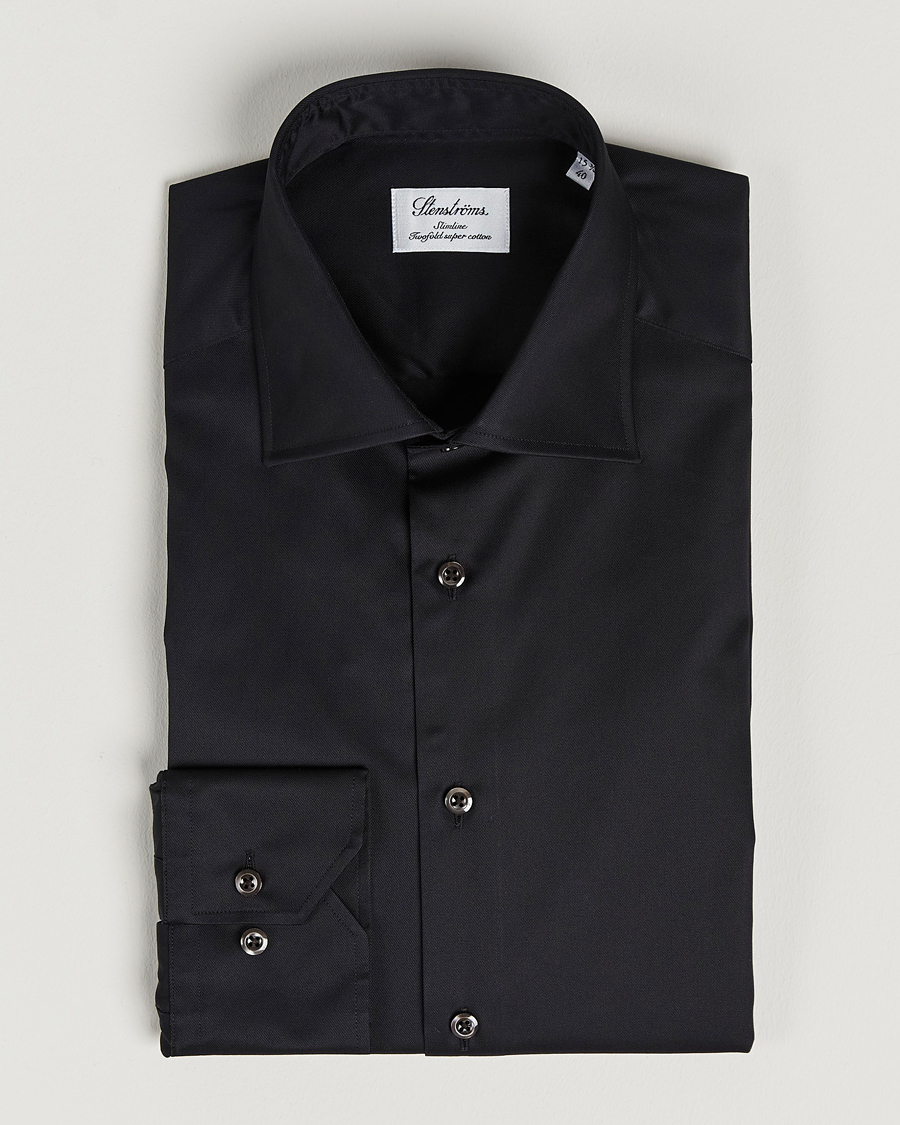 Herre | Skjorter | Stenströms | Slimline Cut Away Shirt Black