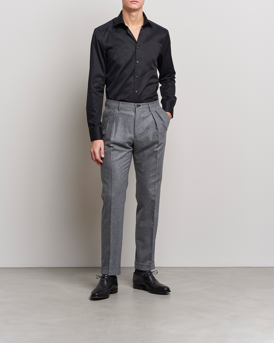 Herre |  | Stenströms | Slimline Cut Away Shirt Black