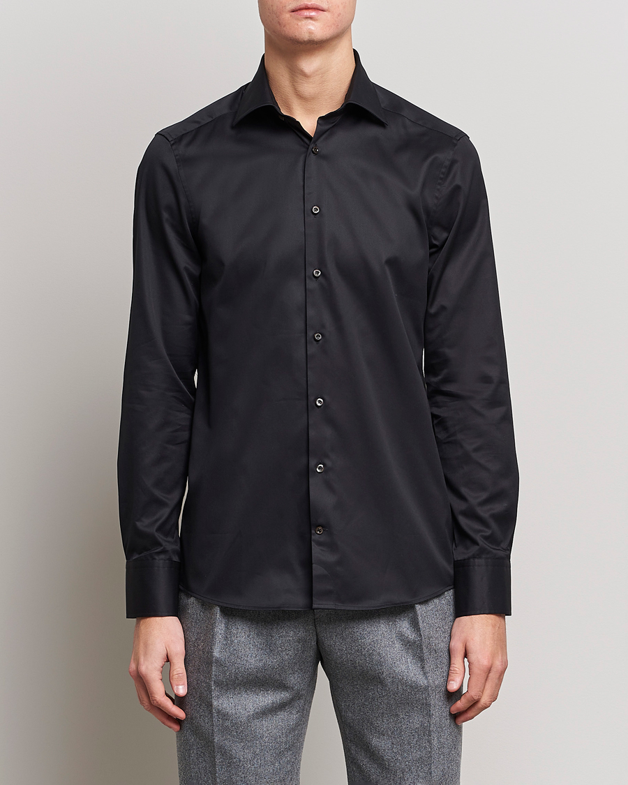 Herre | Skjorter | Stenströms | Slimline Cut Away Shirt Black