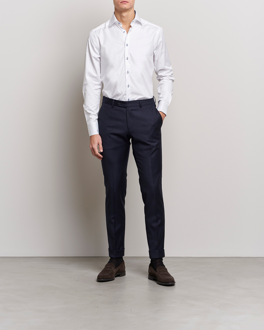 Herre | Businesskjorter | Stenströms | Slimline Contrast Cut Away Shirt White