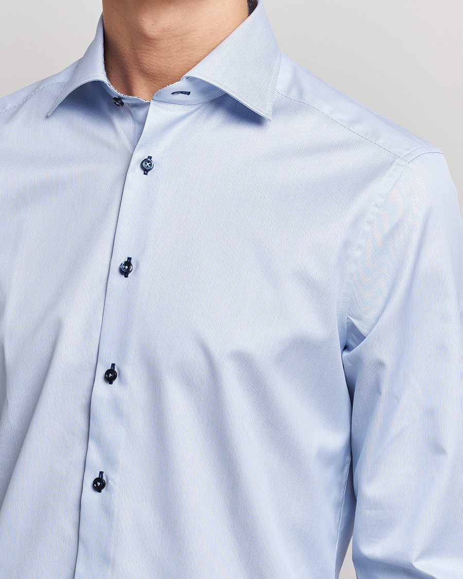 Herre | Skjorter | Stenströms | Slimline Striped Contrast Shirt Light Blue