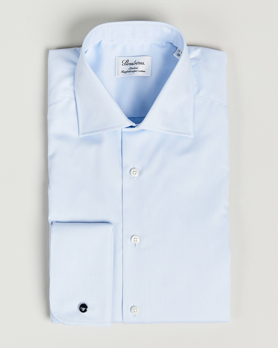 Herre | Skjorter | Stenströms | Slimline Double Cuff Light Blue