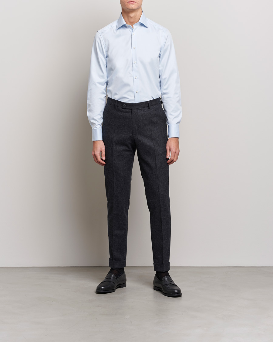 Herre | Skjorter | Stenströms | Slimline Double Cuff Light Blue