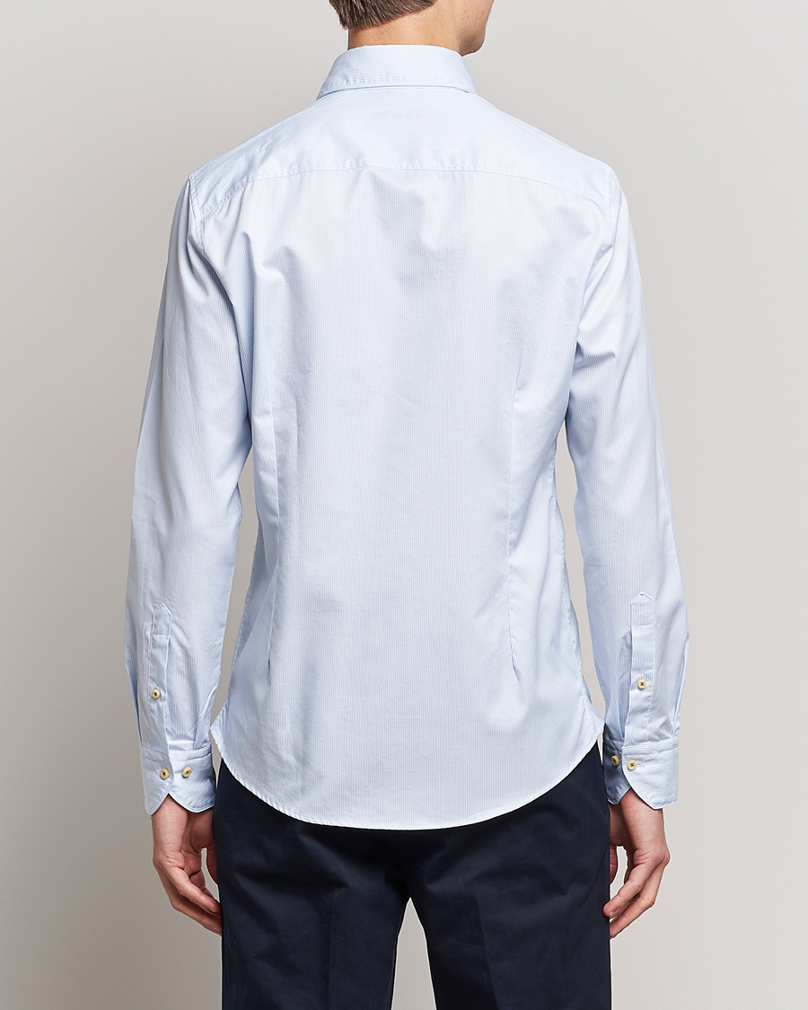 Herre | Skjorter | Stenströms | Slimline Pinstriped Casual Shirt Light Blue