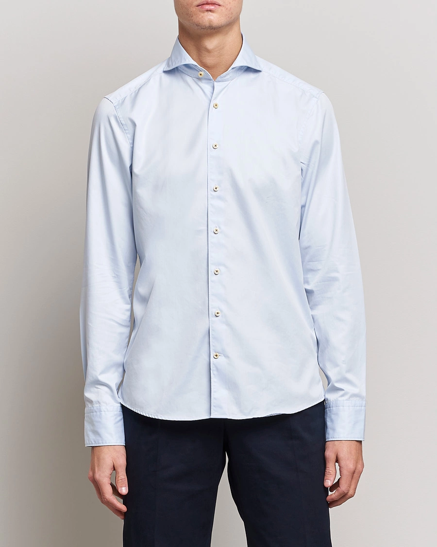 Herre | Stenströms | Stenströms | Slimline Washed Cotton Shirt Light Blue