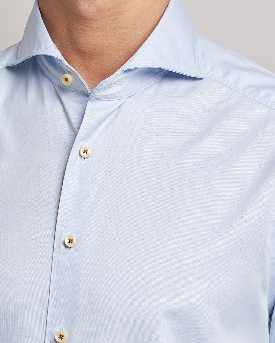 Herre | Skjorter | Stenströms | Slimline Washed Cotton Shirt Light Blue